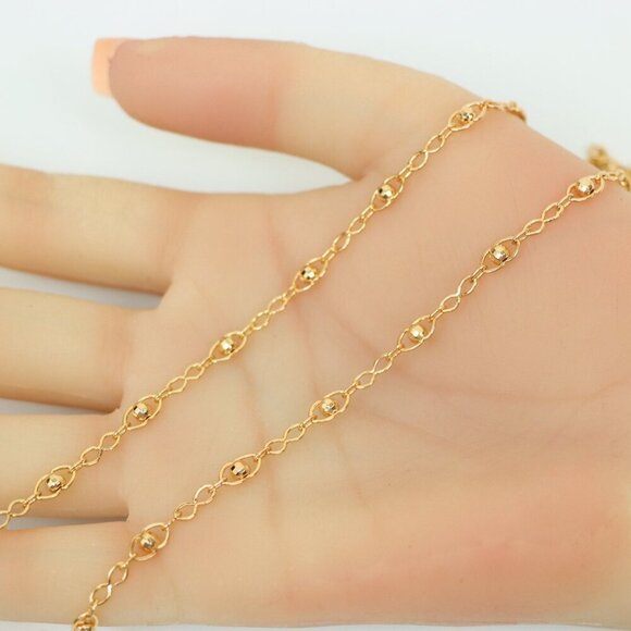 "Stylish Rose Gold Plated Chain Necklace with Beaded Accents, XPNL0150 - Picture 2 of 12